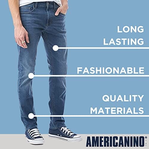 ג'ינס ישר של אמריקן גברים רזה - תערובת כותנה רכה, עיצוב 5 כיס | ג'ינס יומיומי